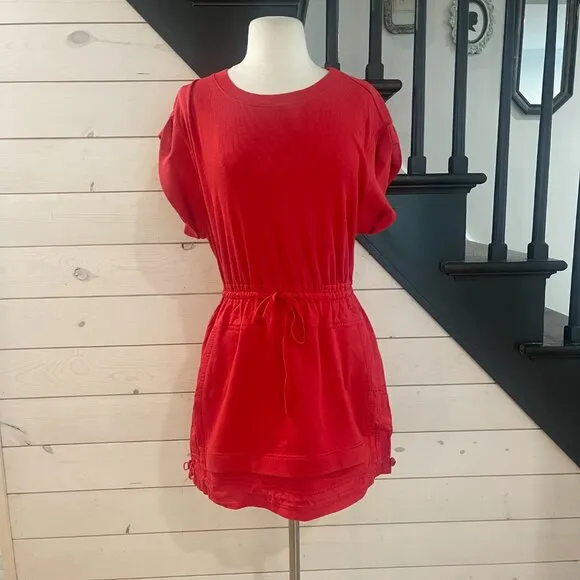 073 Daily Practice by Anthropologie Short-Sleeve Mini Dress Red NWT Size XS