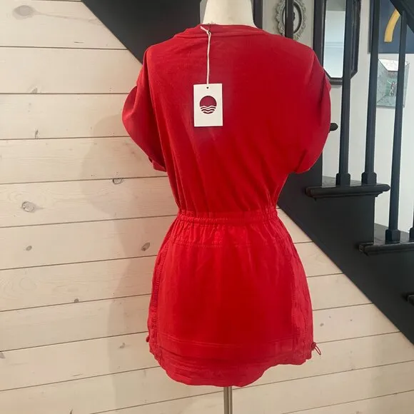 073 Daily Practice by Anthropologie Short-Sleeve Mini Dress Red NWT Size XS
