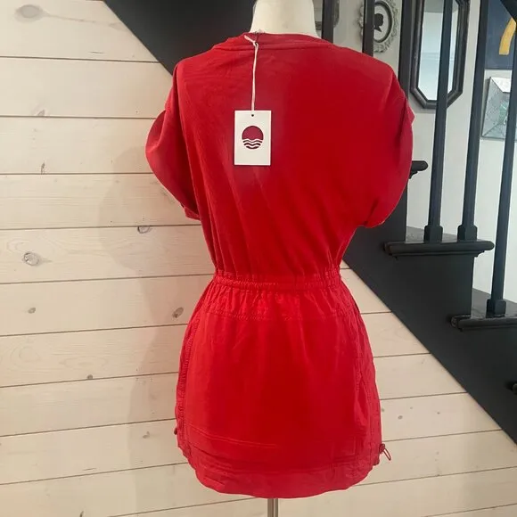 073 Daily Practice by Anthropologie Short-Sleeve Mini Dress Red NWT Size XS