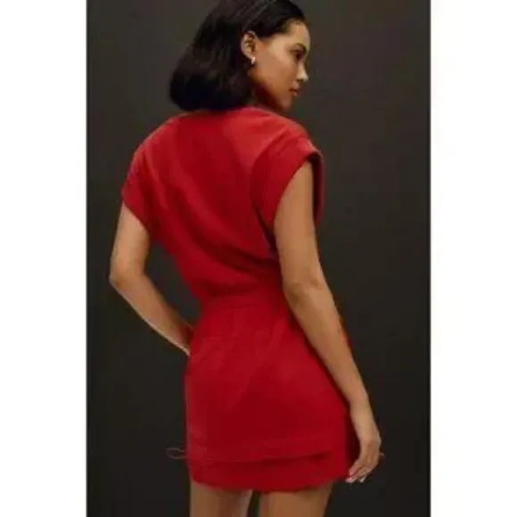 073 Daily Practice by Anthropologie Short-Sleeve Mini Dress Red NWT Size XS