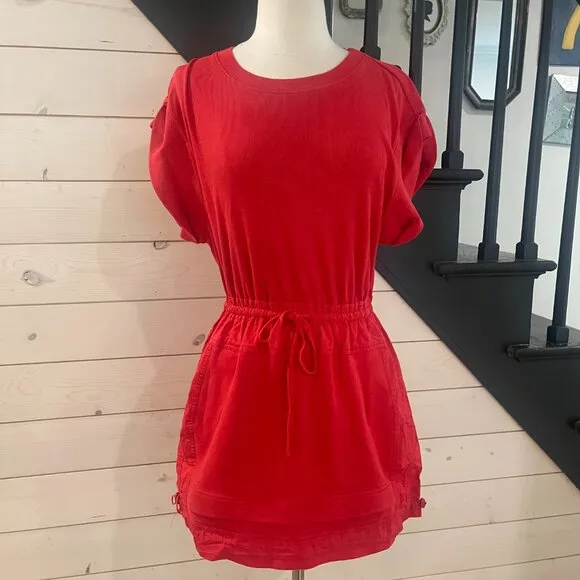 073 Daily Practice by Anthropologie Short-Sleeve Mini Dress Red NWT Size XS