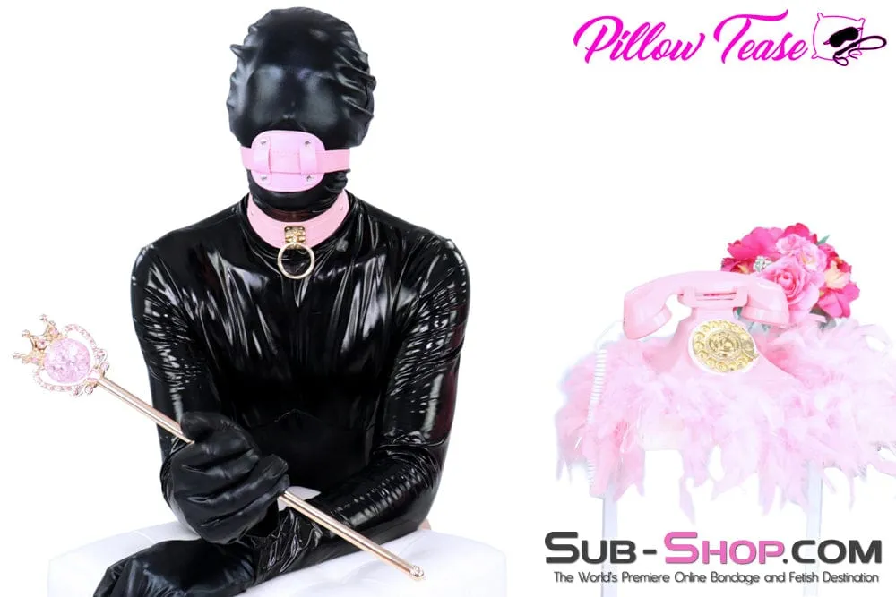 0787DL      Pretty Princess Pink Bondage Collar with Gold Hardware