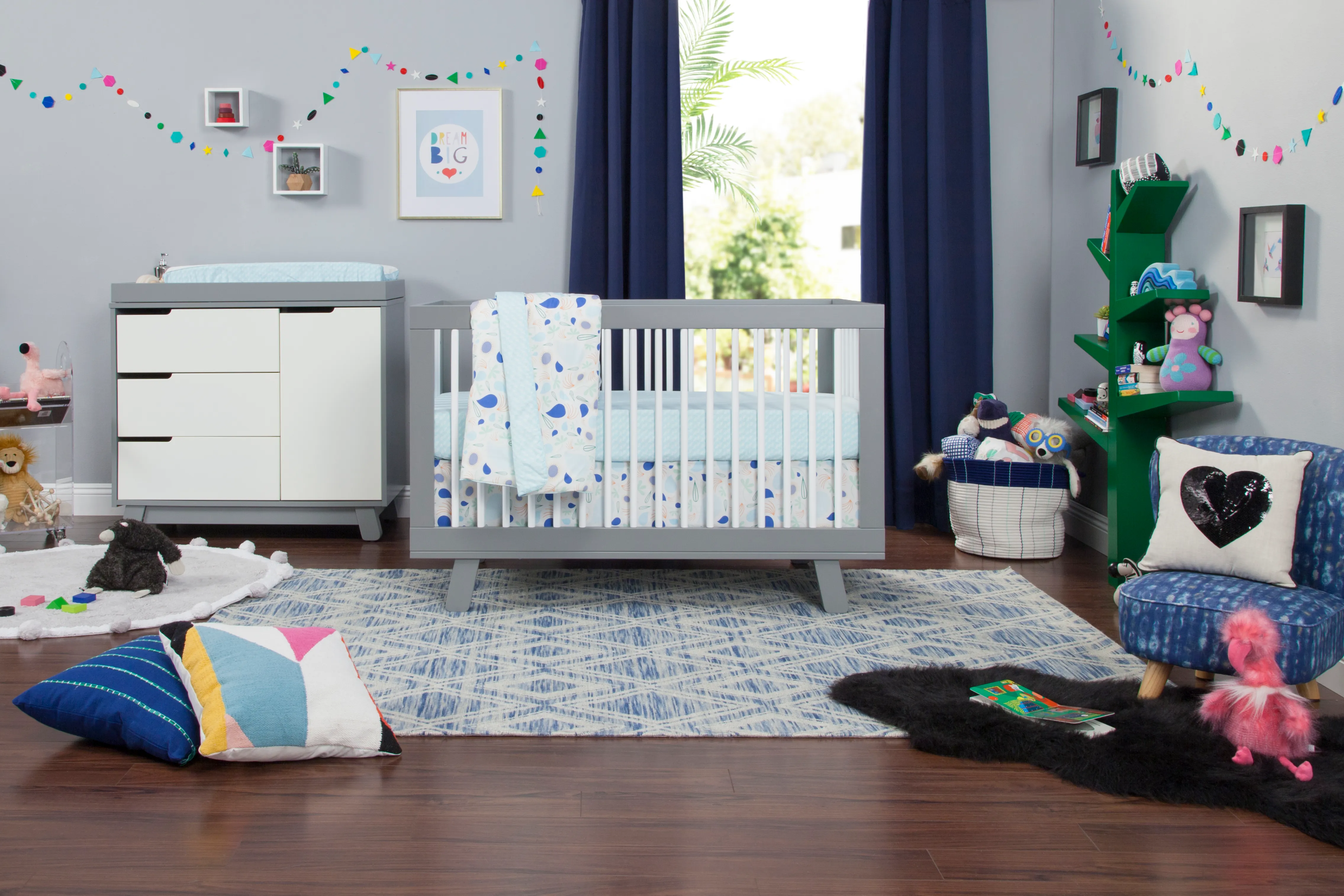 [1 Yr Local Warranty - Assembly Included] Babyletto Hudson 3 - Drawer Changer Dresser with Removable Changing Tray - Grey / White