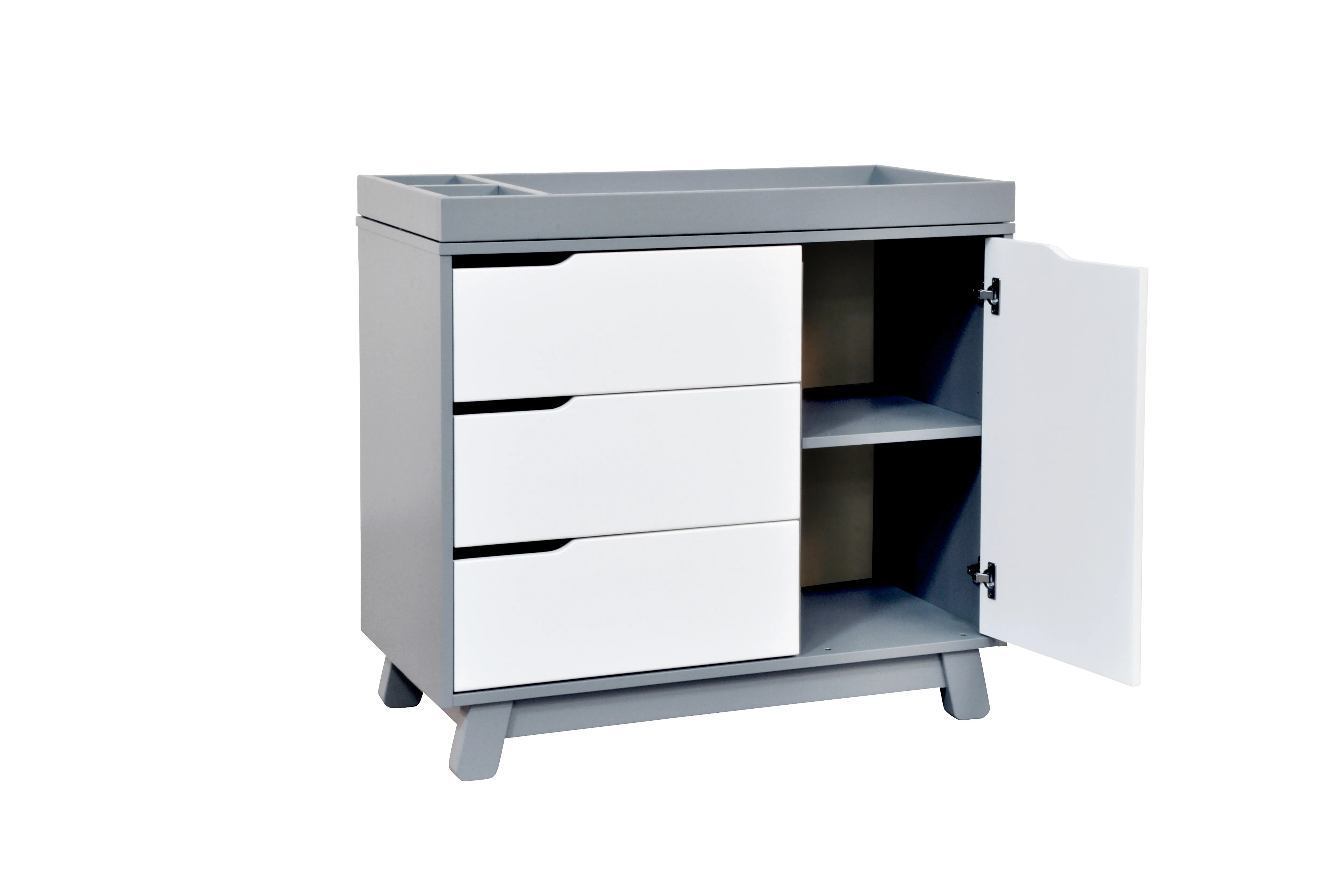 [1 Yr Local Warranty - Assembly Included] Babyletto Hudson 3 - Drawer Changer Dresser with Removable Changing Tray - Grey / White