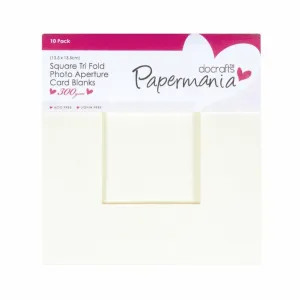 10 x Papermania Tri Fold Square Window Aperture Blank Cards Envelopes Pack Cream