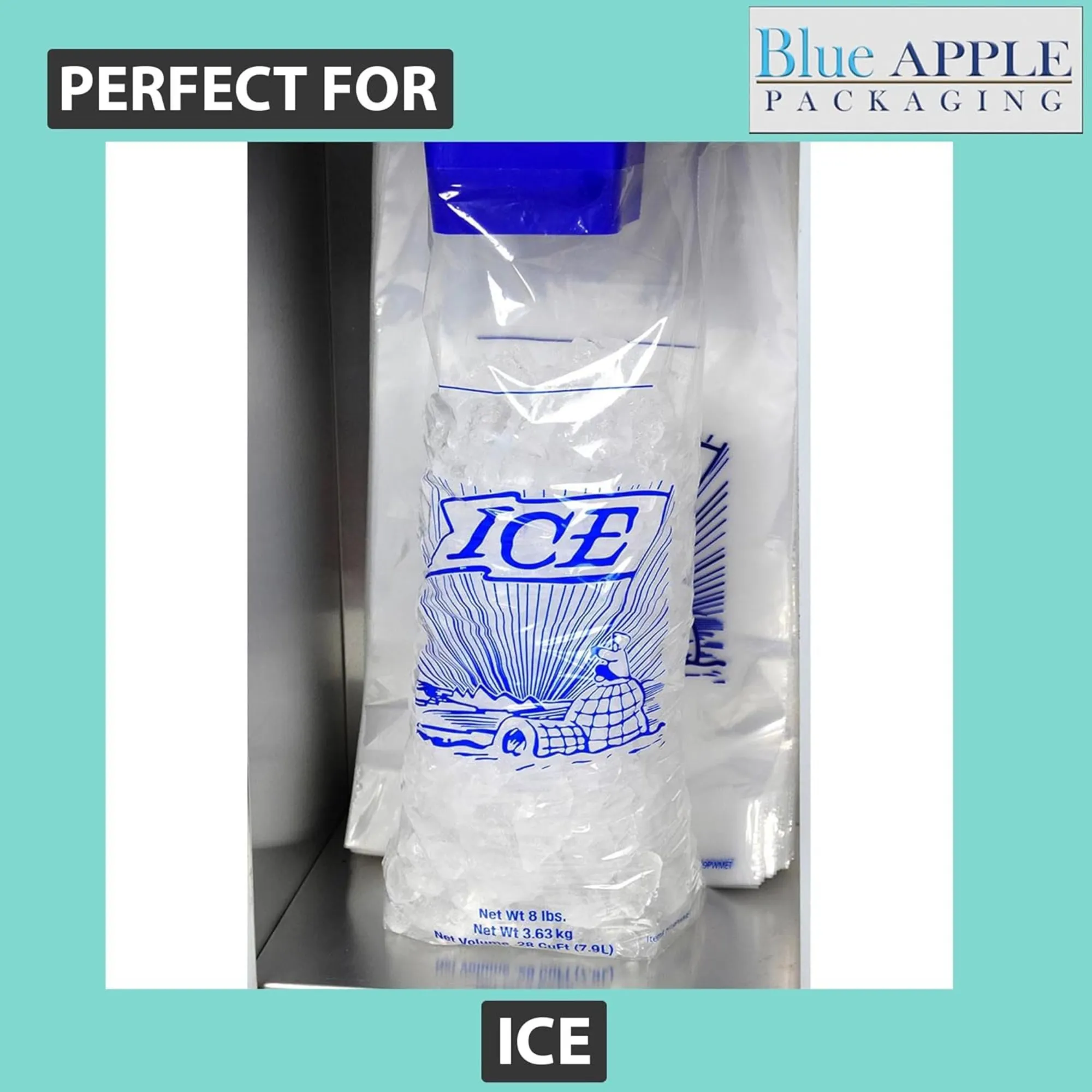 11X19 4 BG 1.5 LP inches Ice Bags on Header Printed 8 lb 1.25 Mil
