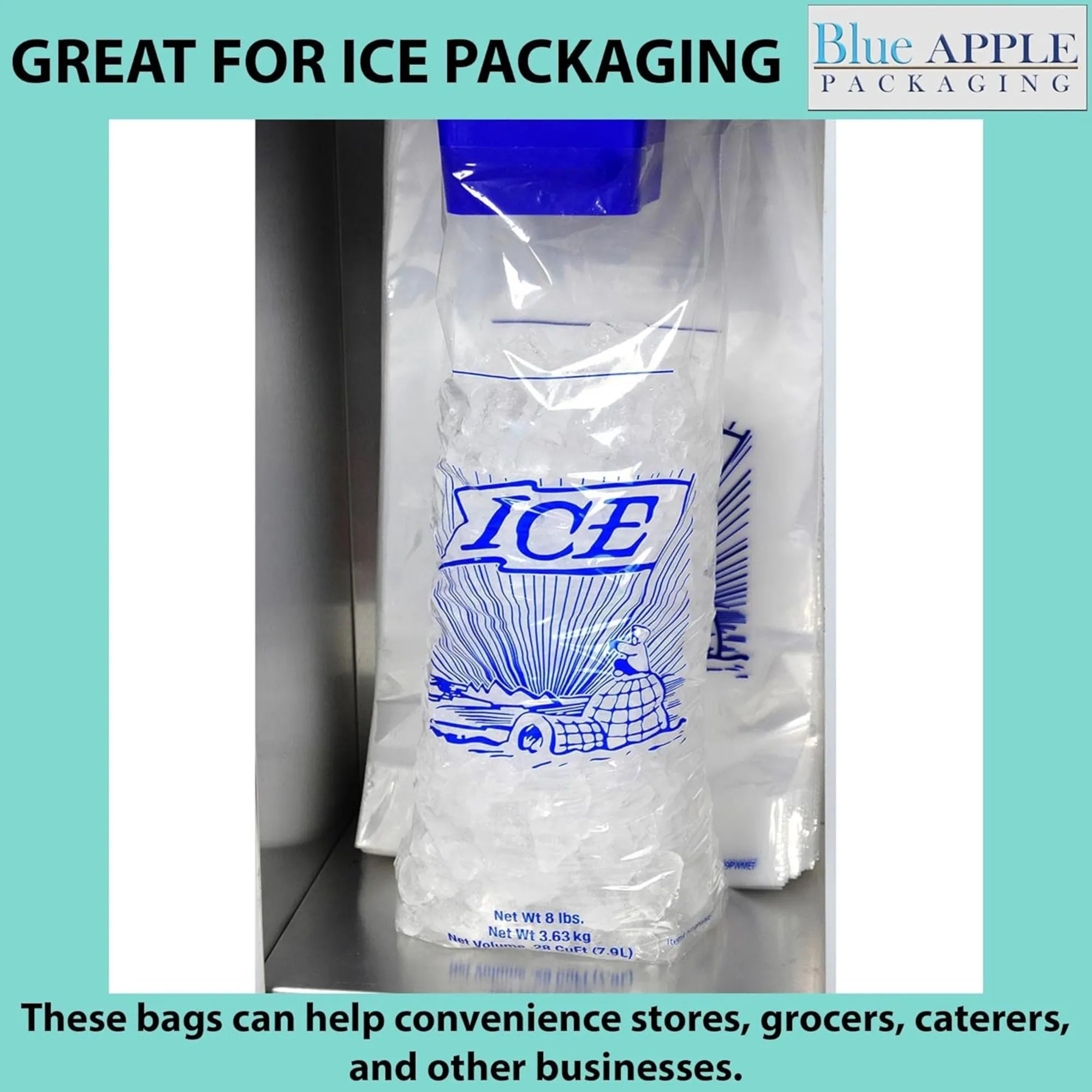 11X19 4 BG 1.5 LP inches Ice Bags on Header Printed 8 lb 1.25 Mil