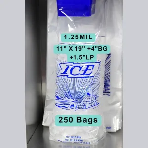 11X19 4 BG 1.5 LP inches Ice Bags on Header Printed 8 lb 1.25 Mil