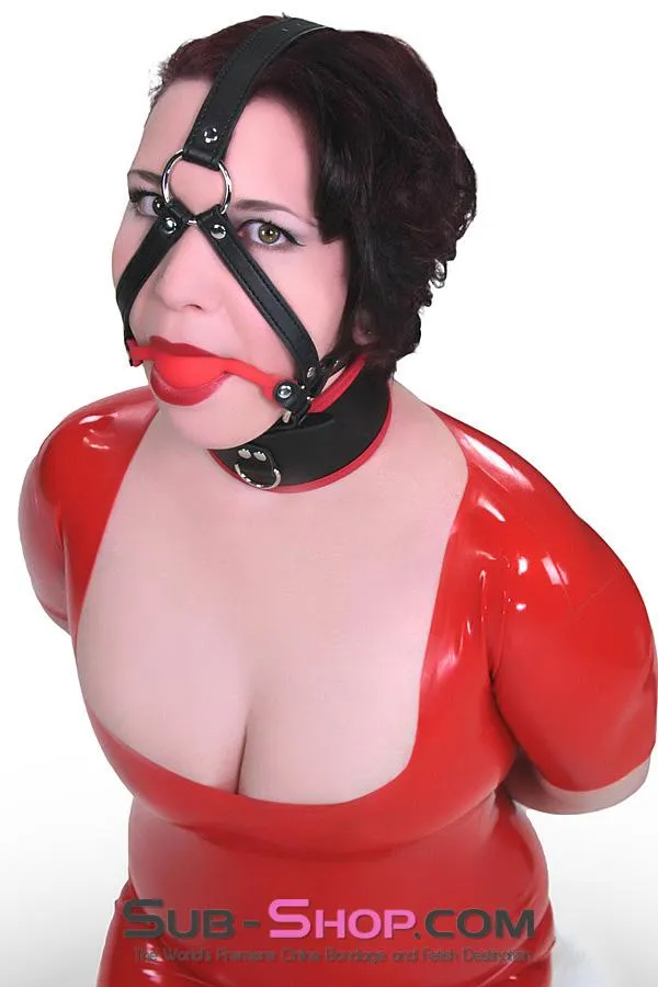 1356M      Premium Hush Red Silicone Ball Gag Harness