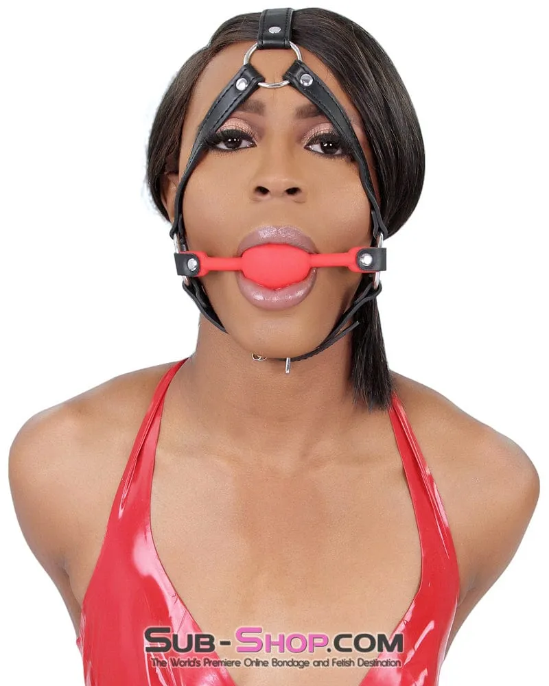 1356M      Premium Hush Red Silicone Ball Gag Harness