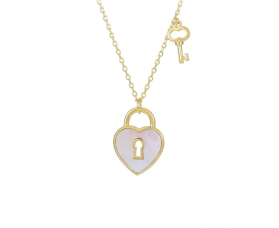 14K Gold Plated Heart & Key Necklace