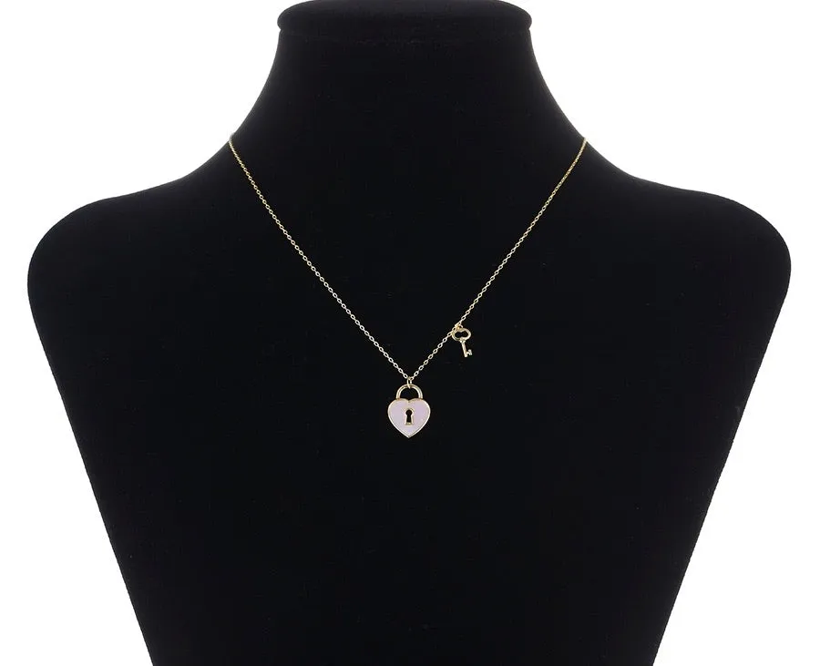 14K Gold Plated Heart & Key Necklace