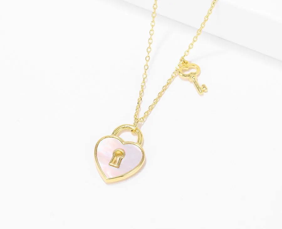 14K Gold Plated Heart & Key Necklace