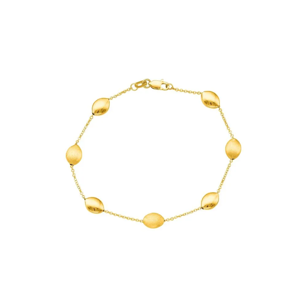 14K Tri-color Gold Satin Pebble Strand  Necklace