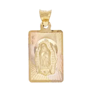 14k Tri Color Gold Virgin Mary Lady of Guadalupe Pendant Small & Medium Size