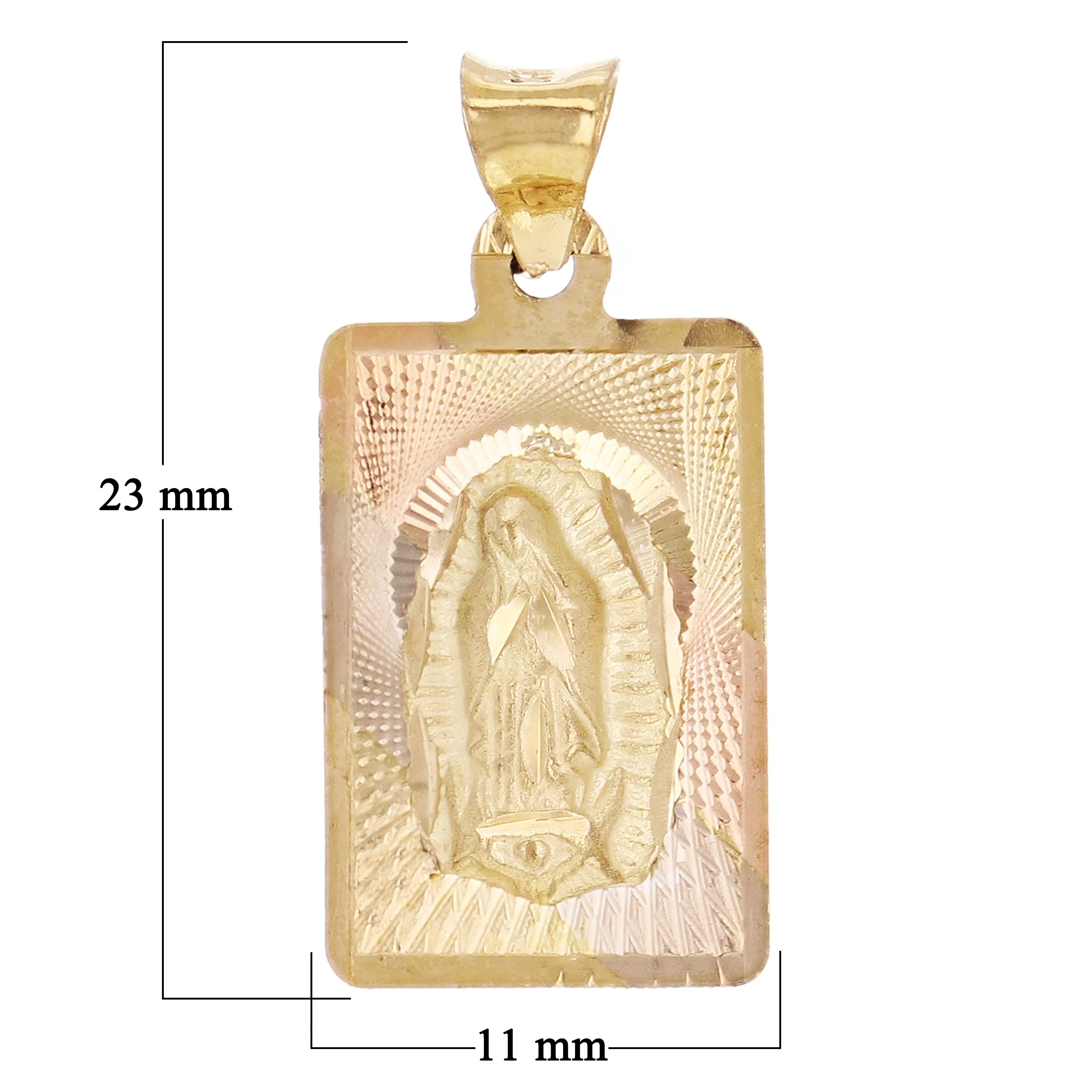 14k Tri Color Gold Virgin Mary Lady of Guadalupe Pendant Small & Medium Size