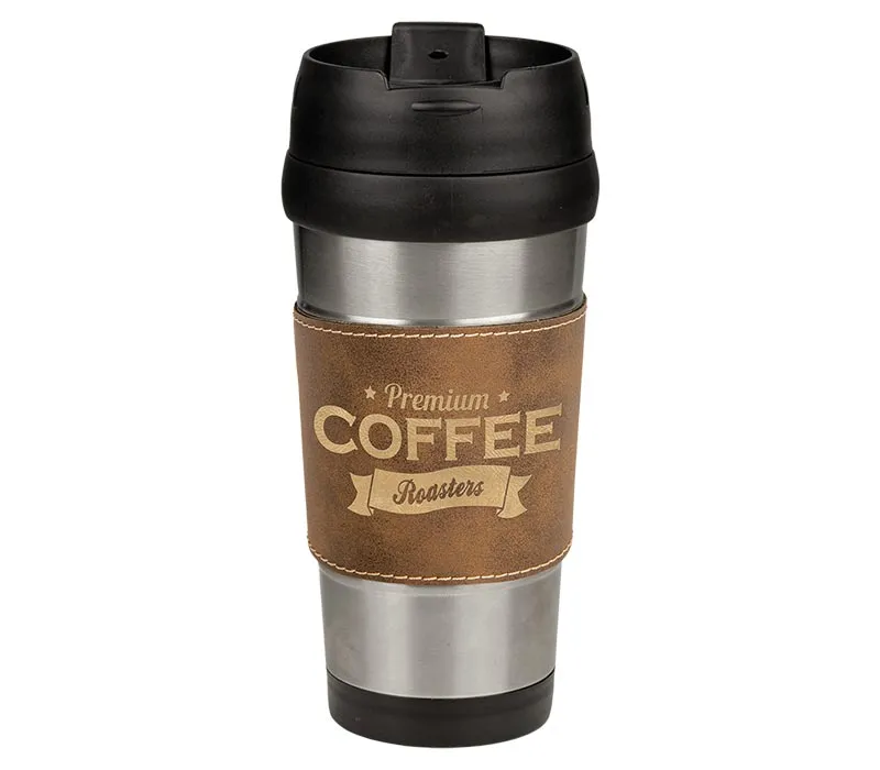 16oz Leatherette Travel Mug