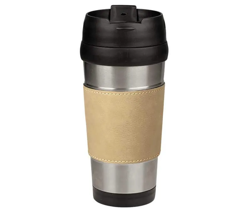 16oz Leatherette Travel Mug