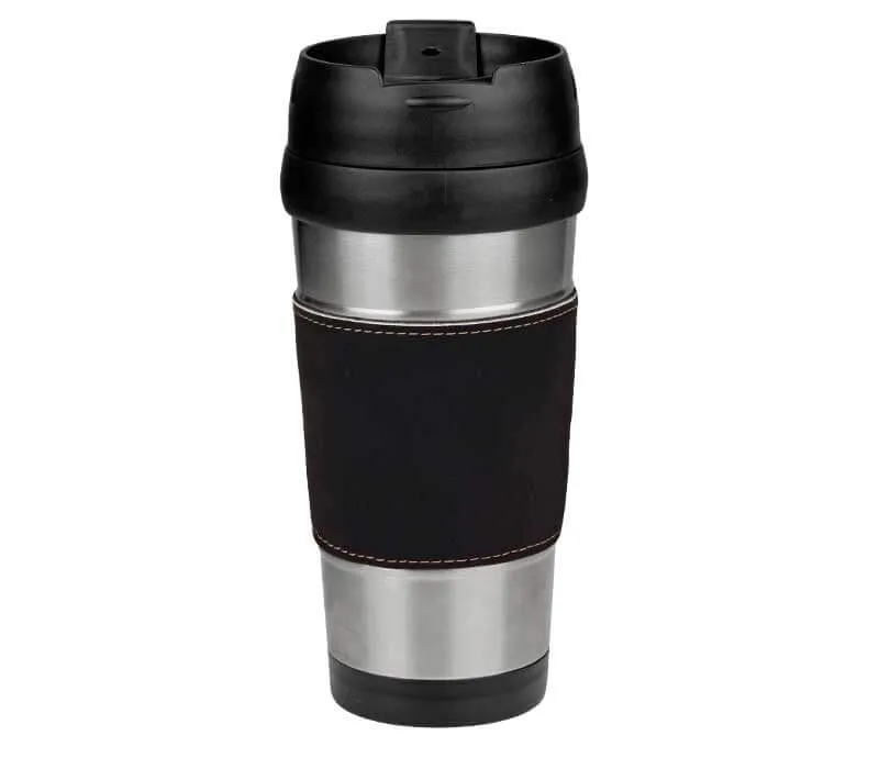 16oz Leatherette Travel Mug