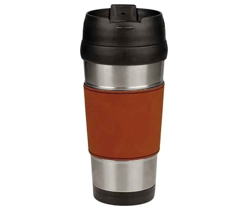 16oz Leatherette Travel Mug