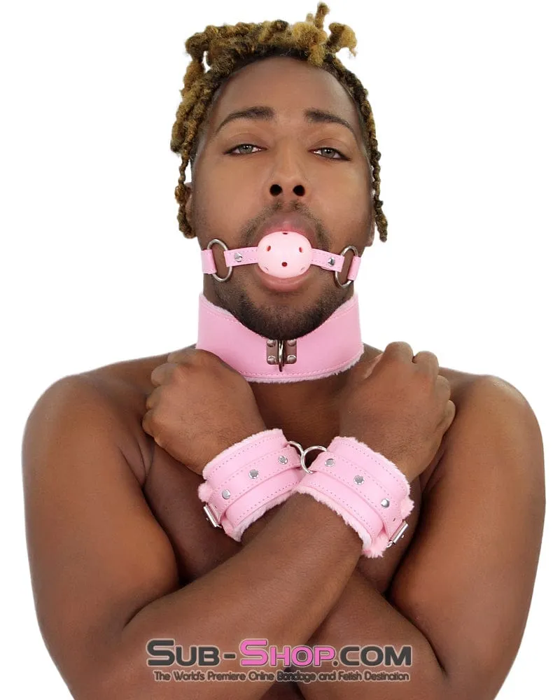 2356MQ-SIS      Sissy Princess Pink Fur Lined Wrist Bondage Cuffs