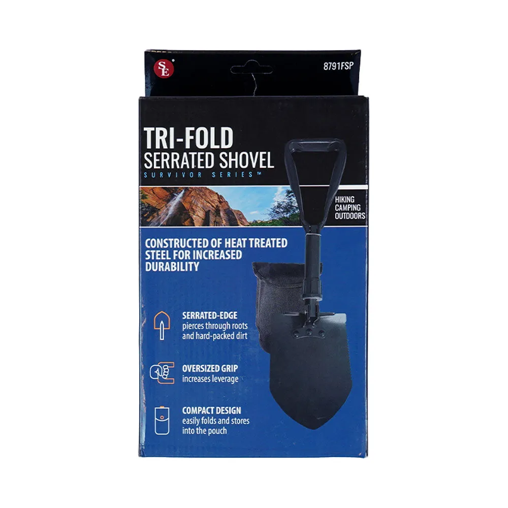23" Premium Quality Black Tri-Fold Serrated Shovel w/Carrying Case