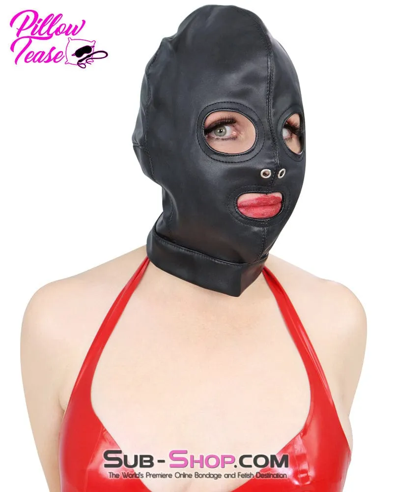 2772M      Soft Leatherette Open Mouth and Eyes Lacing Hood - MEGA Deal!