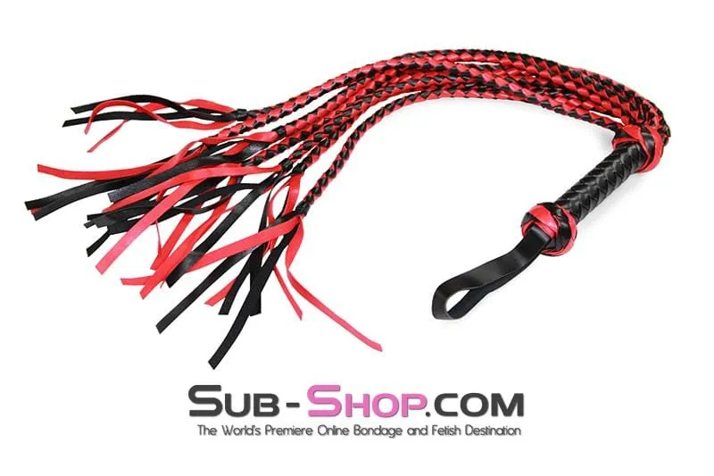 3760RS      30” Braided Multi-Tail Bullwhip Flogger, Red and Black