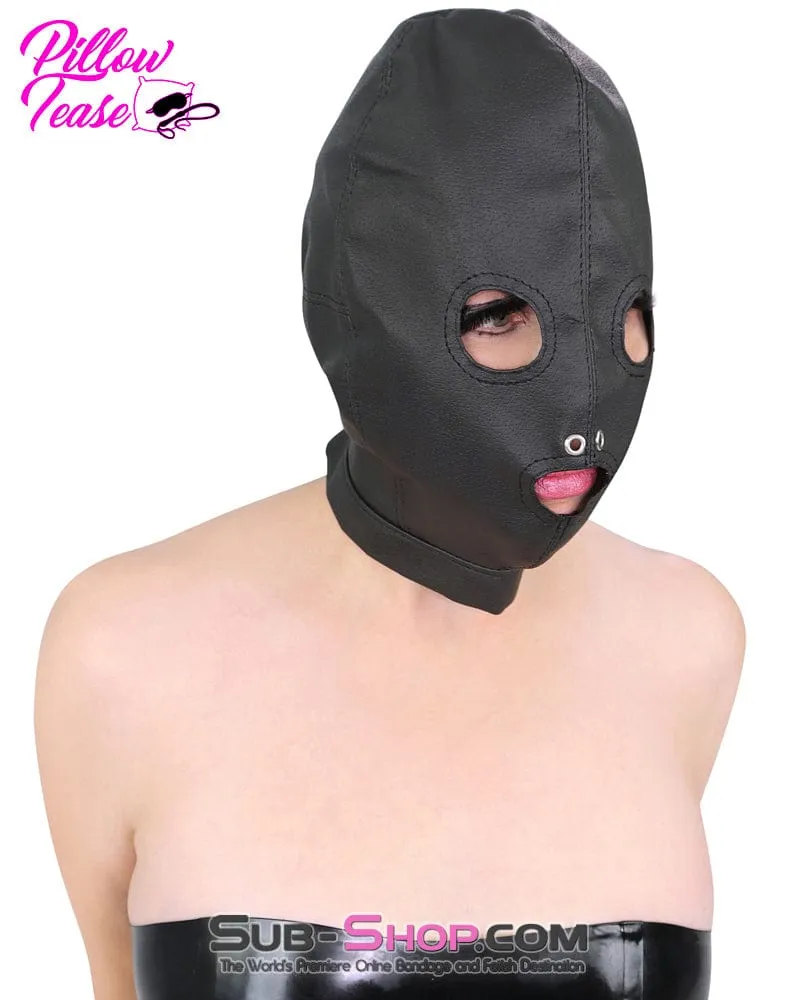 4433BD      Open Mouth & Eyes Leatherette Hood