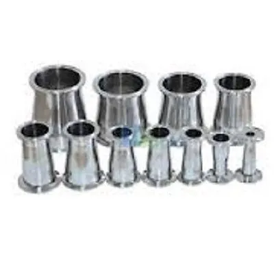 4" to 2" Tall  Tri Clamp, Tri Clover, Sanitary, Concentric Reducer, 304 Stainless Steel
