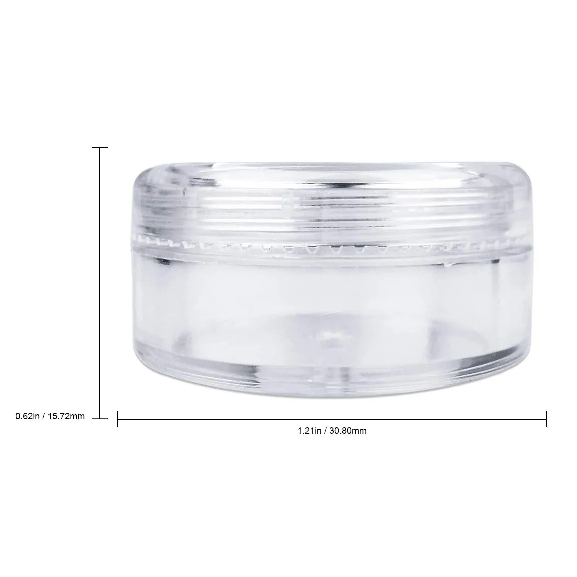 50 New Empty 5 Grams Acrylic Clear round Jars - BPA Free Containers for Cosmetic, Lotion, Cream, Makeup, Bead, Eye Shadow, Rhinestone, Samples, Pot, 5G/5Ml (Clear Lid (50 Jars)