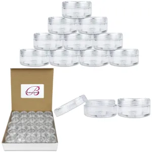 50 New Empty 5 Grams Acrylic Clear round Jars - BPA Free Containers for Cosmetic, Lotion, Cream, Makeup, Bead, Eye Shadow, Rhinestone, Samples, Pot, 5G/5Ml (Clear Lid (50 Jars)