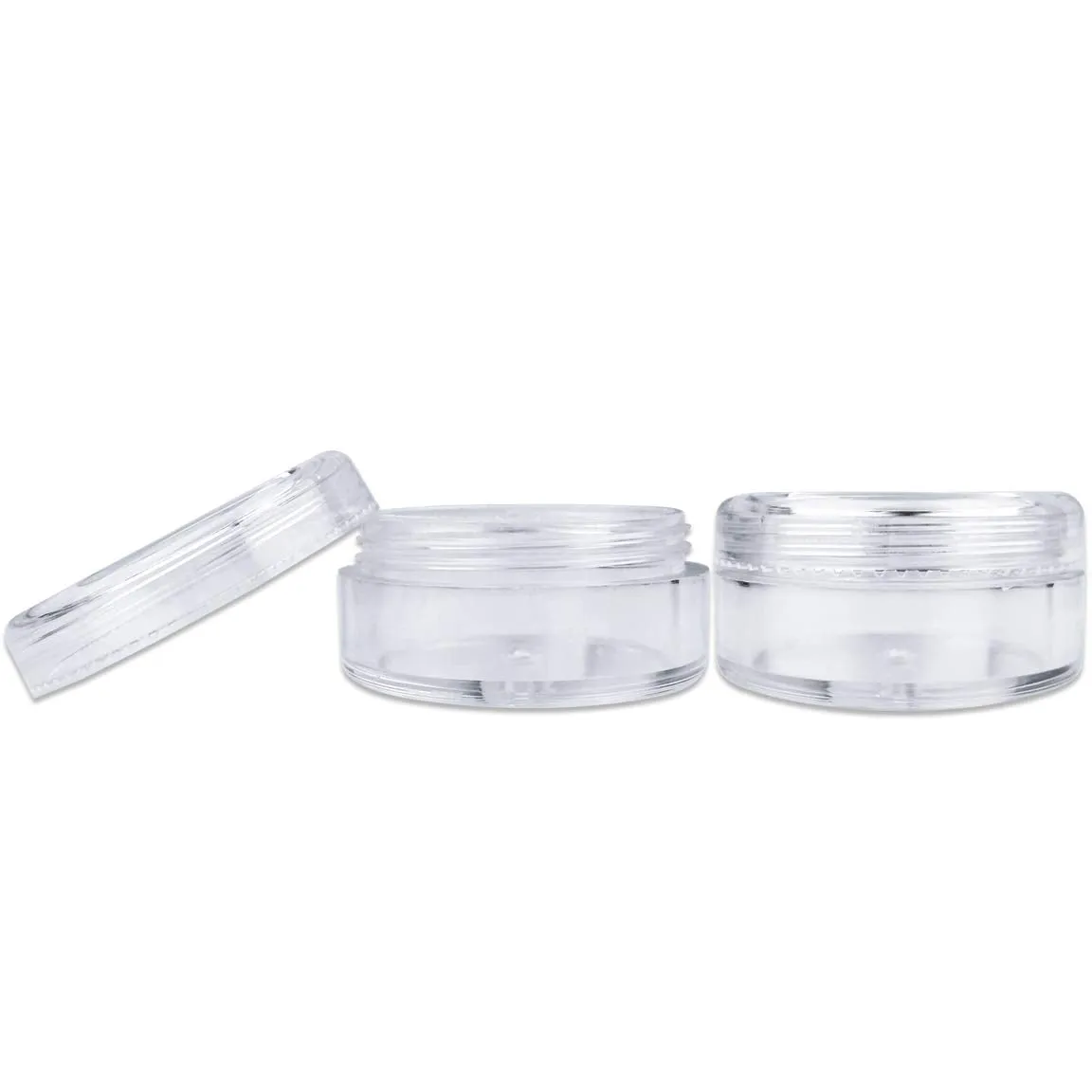 50 New Empty 5 Grams Acrylic Clear round Jars - BPA Free Containers for Cosmetic, Lotion, Cream, Makeup, Bead, Eye Shadow, Rhinestone, Samples, Pot, 5G/5Ml (Clear Lid (50 Jars)