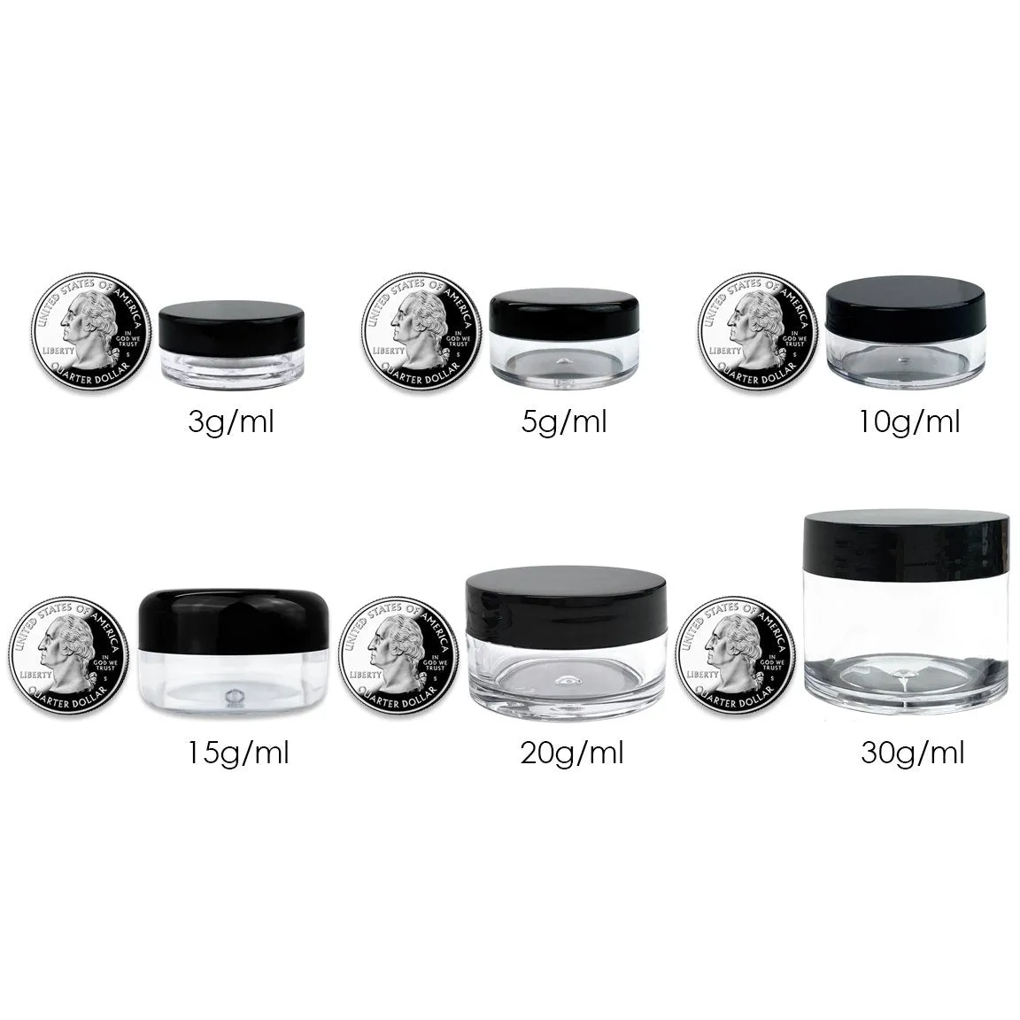 50 New Empty 5 Grams Acrylic Clear round Jars - BPA Free Containers for Cosmetic, Lotion, Cream, Makeup, Bead, Eye Shadow, Rhinestone, Samples, Pot, 5G/5Ml (Clear Lid (50 Jars)