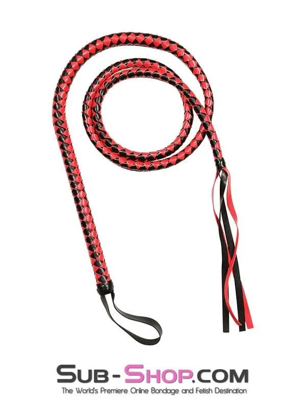 7008M      72" Black and Red Braided Bull Whip - LAST CHANCE - Final Closeout!