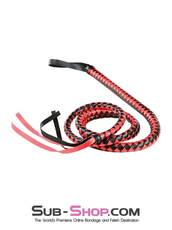 7008M      72" Black and Red Braided Bull Whip - LAST CHANCE - Final Closeout!