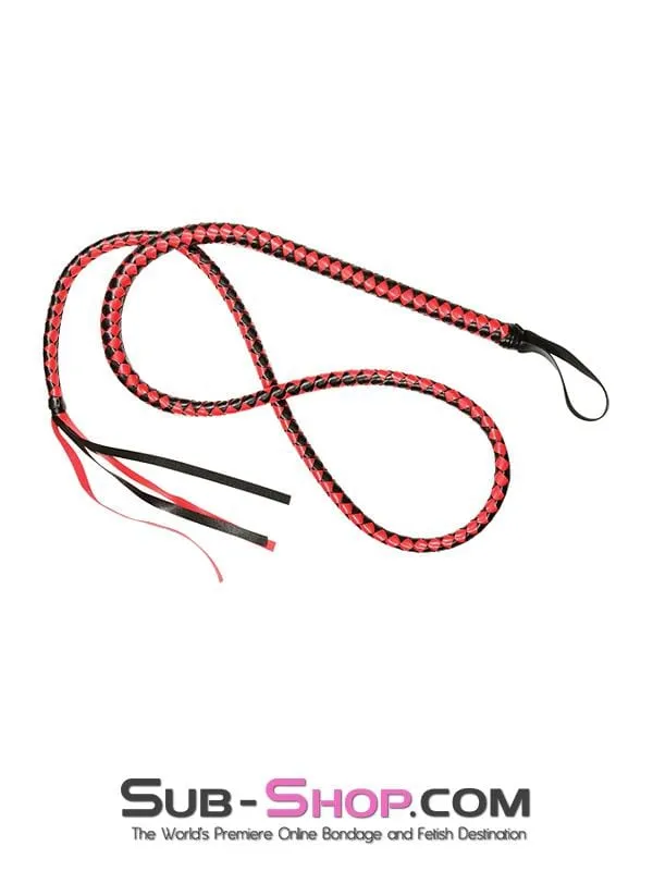 7008M      72" Black and Red Braided Bull Whip - LAST CHANCE - Final Closeout!
