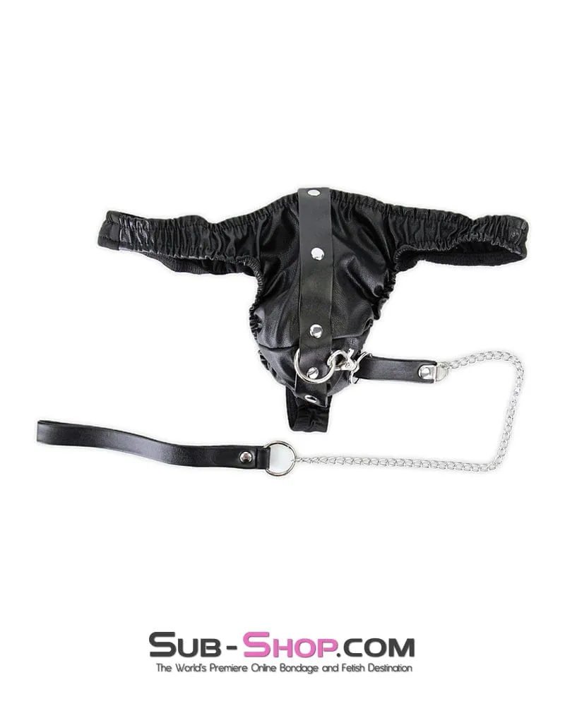 7127M-SIS      Sissy Bondage Domme Man Panties with Cum with Me Leash