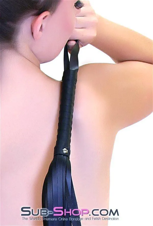7838DL      28” Black Leatherette Flogger Whip