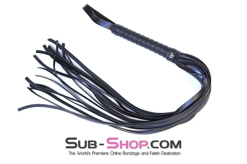 7838DL      28” Black Leatherette Flogger Whip