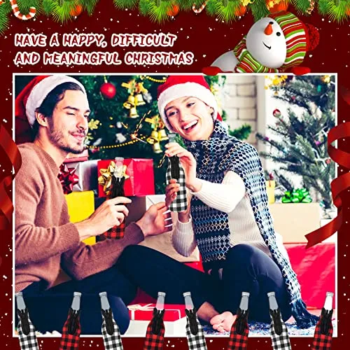8 Pcs Christmas Beer Bottle Insulator Sleeve Plaid Pattern Neoprene Insulated Bottle Jackets Xmas Zipper Beer Bottle Sleeve Keep Bottle Beer Cold Hands Warm for 12 oz Christmas Classic Gift, 2 Styles
