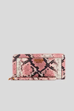 Abey Slg Large Zip Around - Pink Phyton