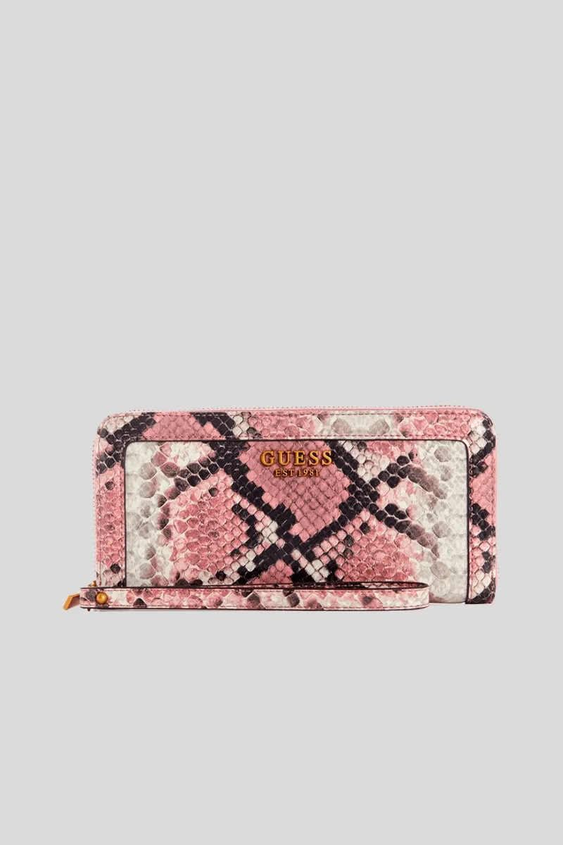 Abey Slg Large Zip Around - Pink Phyton