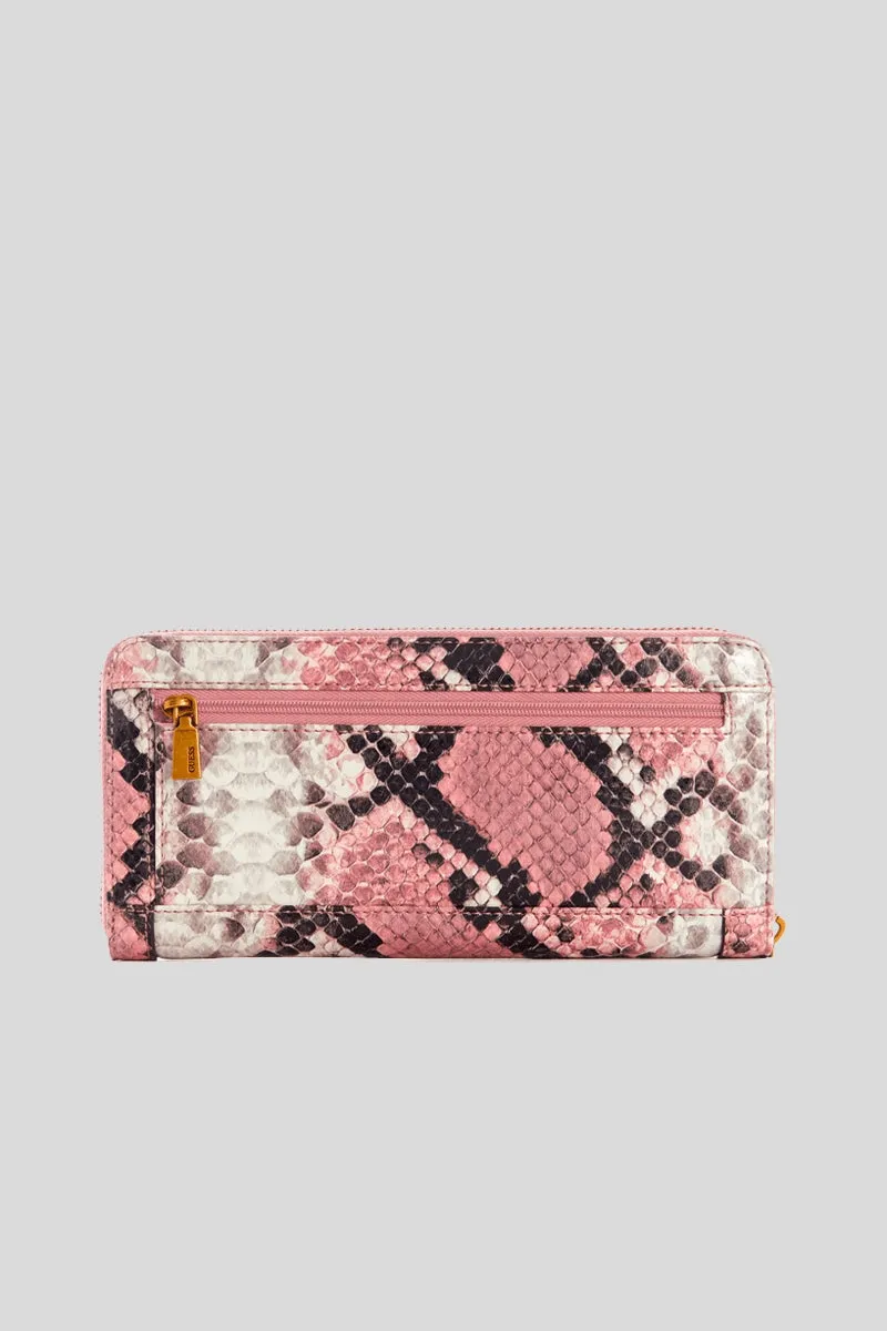 Abey Slg Large Zip Around - Pink Phyton