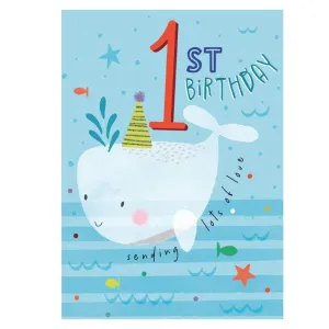 Age 1 - 1st Birthday Whale Card