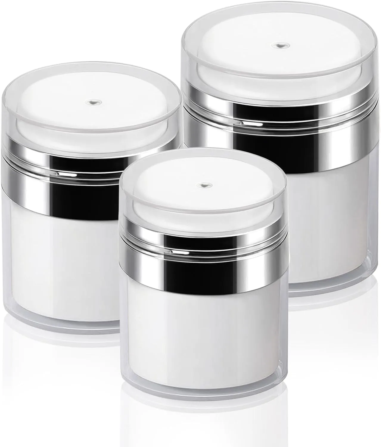 Airless Pump Jar - 0.5 Oz Travel Lotion Container Pump Dispenser for Cream, Refillable Empty Subpackage Jar Vacuum Bottle for Moisturizer, Skincare, Makeup