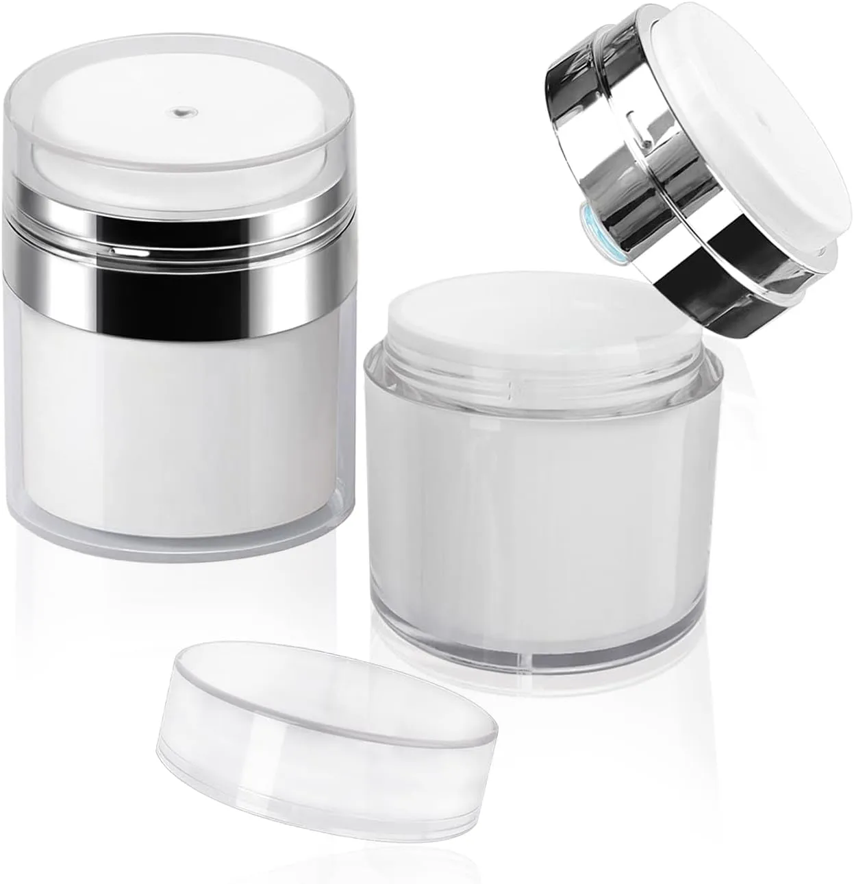 Airless Pump Jar - 0.5 Oz Travel Lotion Container Pump Dispenser for Cream, Refillable Empty Subpackage Jar Vacuum Bottle for Moisturizer, Skincare, Makeup