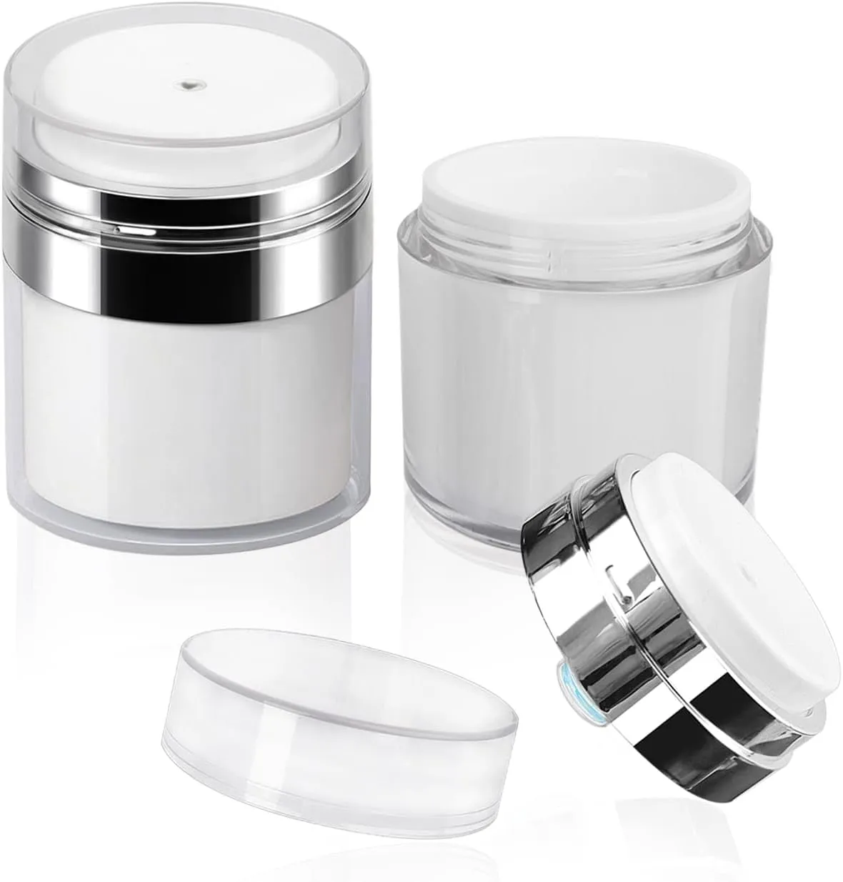 Airless Pump Jar - 0.5 Oz Travel Lotion Container Pump Dispenser for Cream, Refillable Empty Subpackage Jar Vacuum Bottle for Moisturizer, Skincare, Makeup