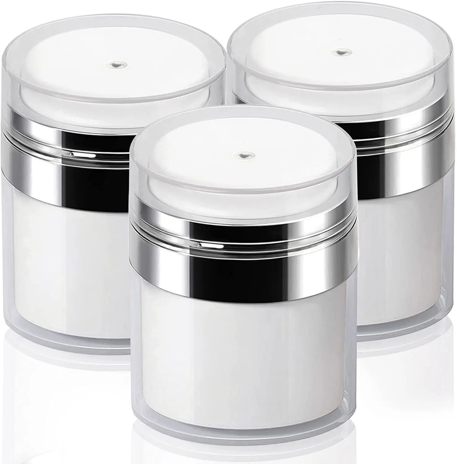 Airless Pump Jar - 0.5 Oz Travel Lotion Container Pump Dispenser for Cream, Refillable Empty Subpackage Jar Vacuum Bottle for Moisturizer, Skincare, Makeup
