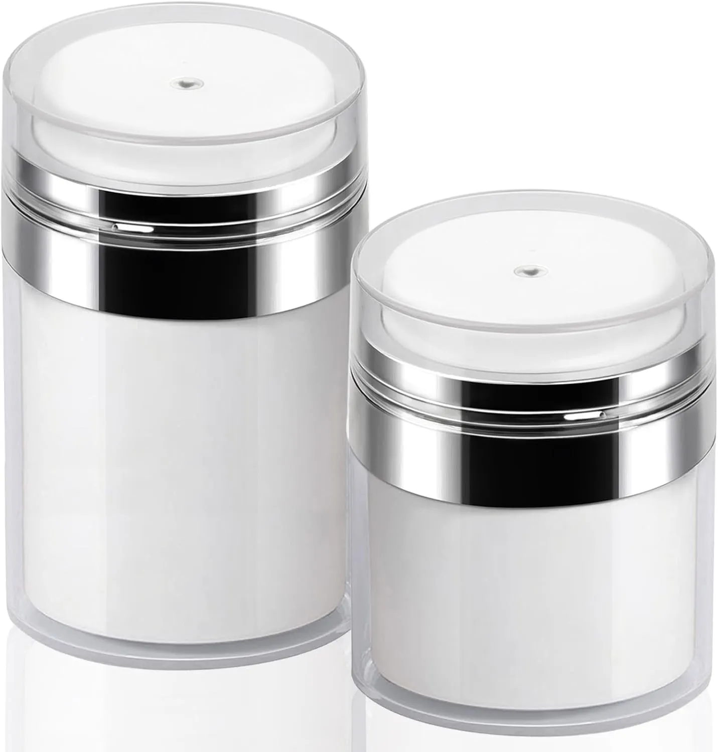 Airless Pump Jar - 0.5 Oz Travel Lotion Container Pump Dispenser for Cream, Refillable Empty Subpackage Jar Vacuum Bottle for Moisturizer, Skincare, Makeup